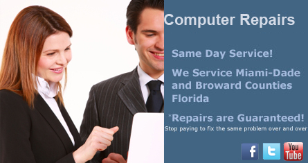 Miami Computer Repair, Same Day Service, Dade and Broward Counties